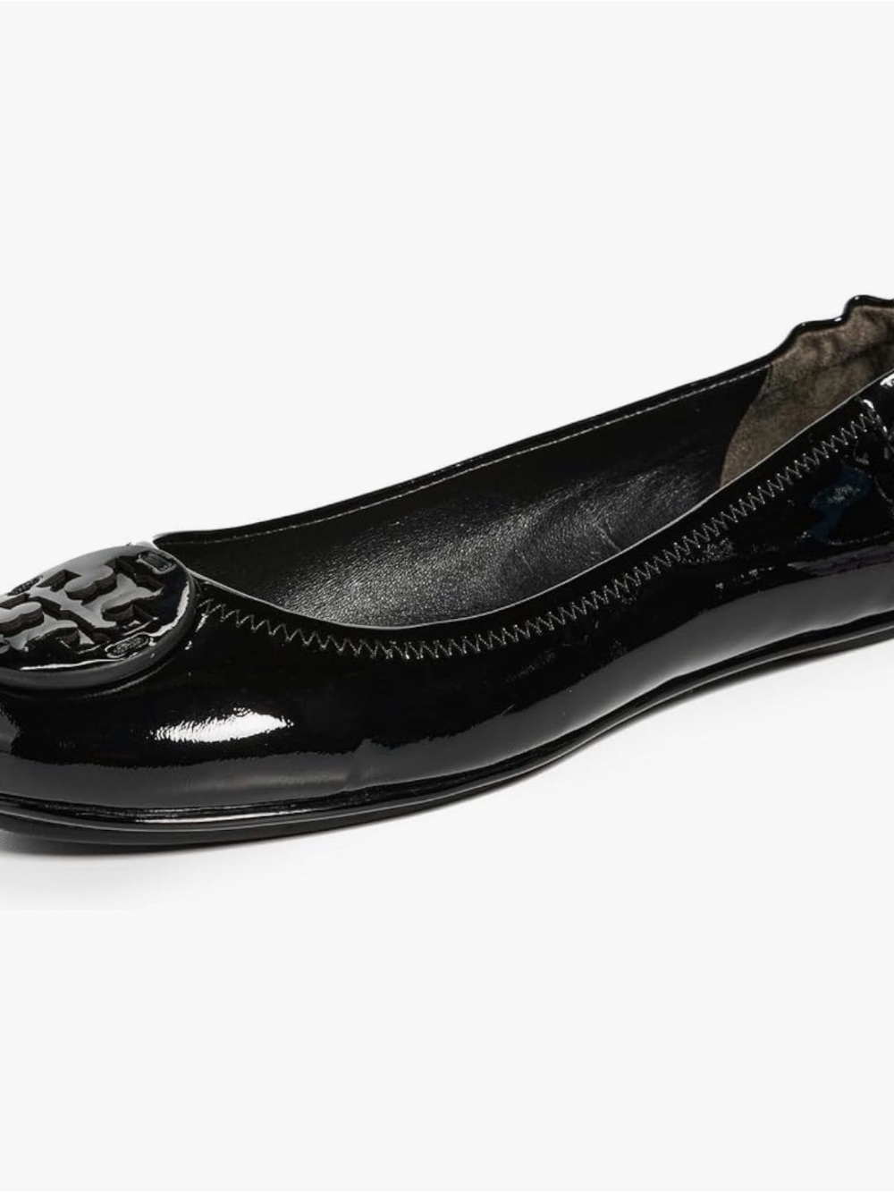 Tory Burch Women's Minnie Travel Ballet Flats, Black Patent, 7 Medium US